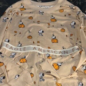 American Eagle Snoopy Fall Pumpkin Plush PJ Set